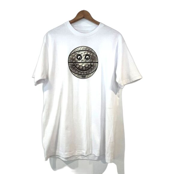 Malbon Golf x Market Smiley Co Golf Basketball Collab White Tee Large Cotton - Picture 1 of 5